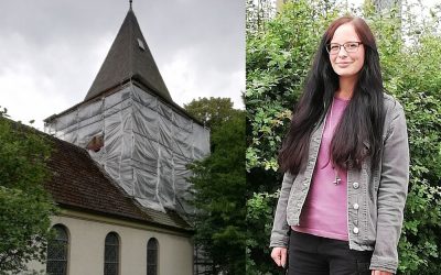 Historischer Turm und Tierschützerin